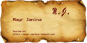 Mayr Janina névjegykártya